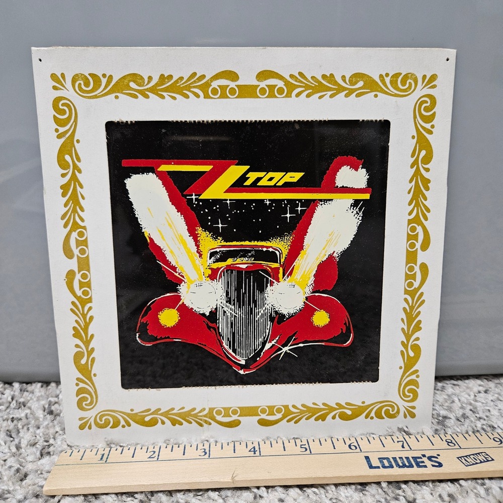 Vintage Carnival Prize 80s ZZ Top Mirror Unisex 6x6 White Eliminator Hot Rod Art